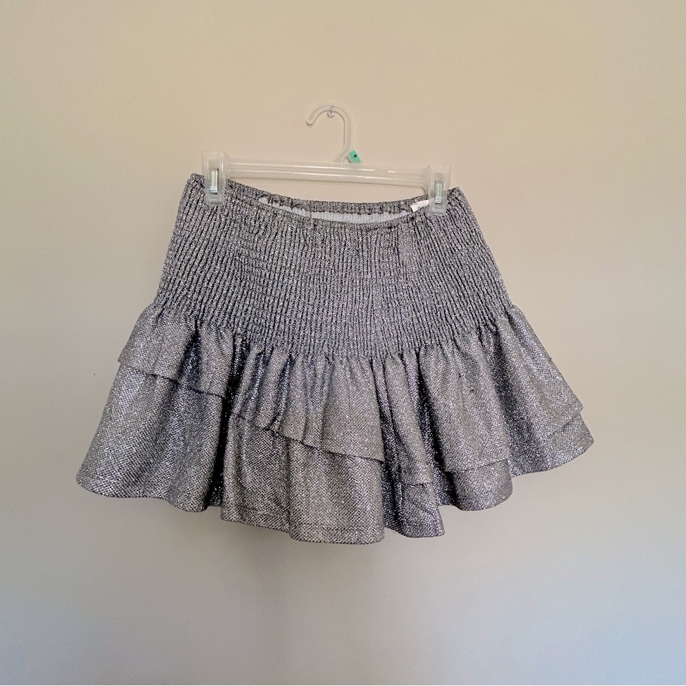 Pants Store Sparkly Silver Mini Skirt